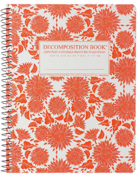 Decomposition Book Red Sunflowers Wire Spiral Bound Notebook