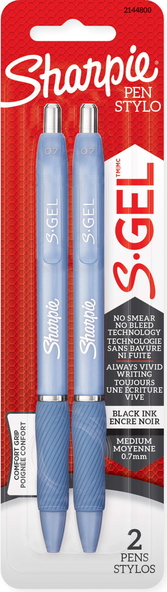 S-GEL BLUE BLK-INK 0.7MM 2PK