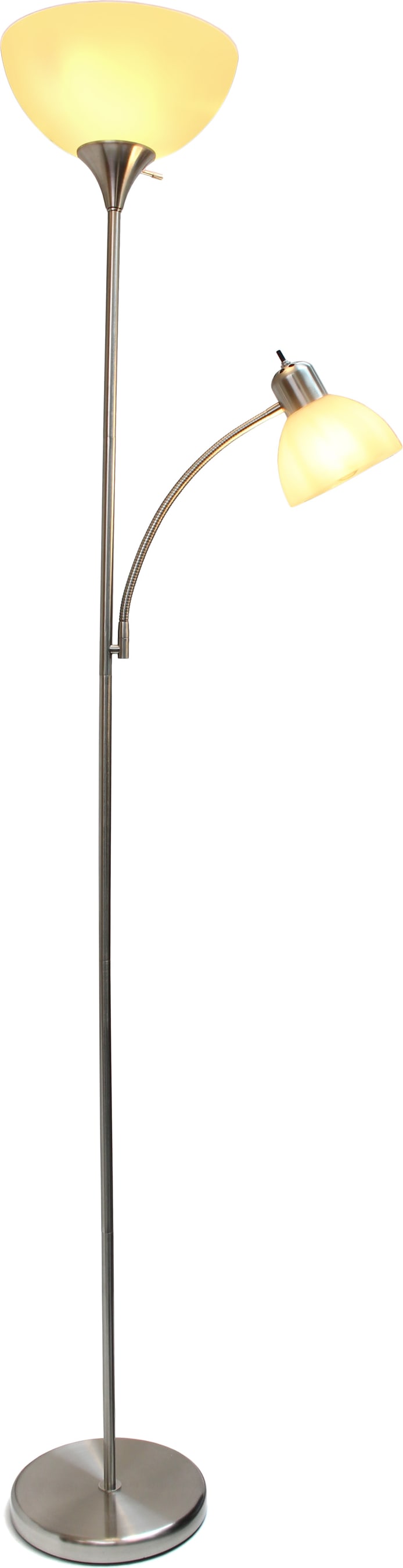 Simple Designs 71.5" Traditional Floor Lamp with Adjustable Reading Light, LED Bulbs Included