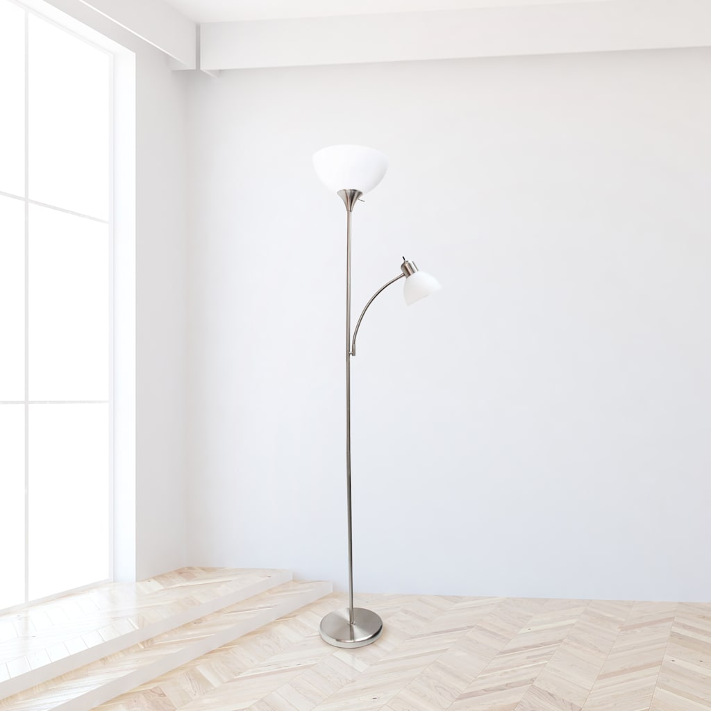 Simple Designs 71.5" Traditional Floor Lamp with Adjustable Reading Light, LED Bulbs Included
