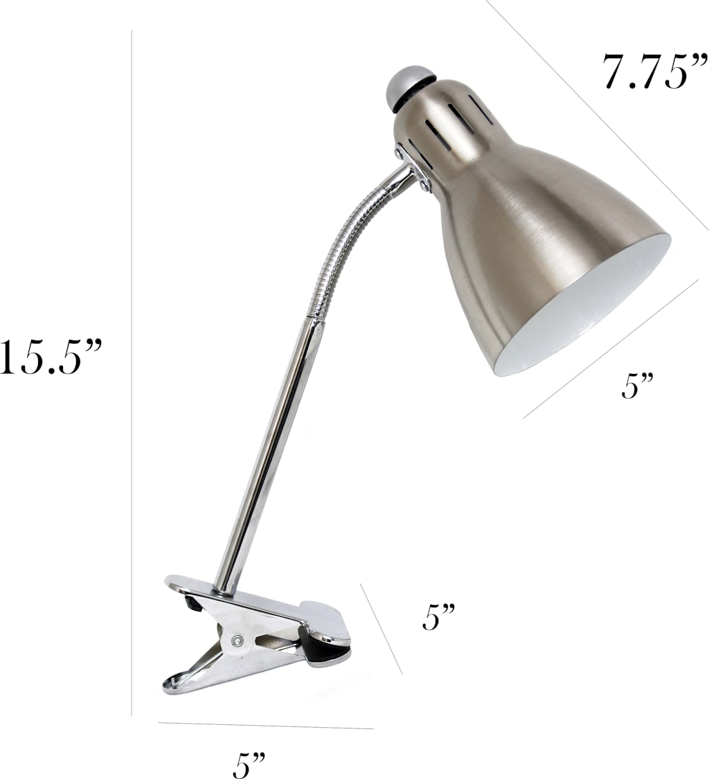 Simple Designs 15.5 Adjustable Clip Light Desk Lamp with LED Bulb