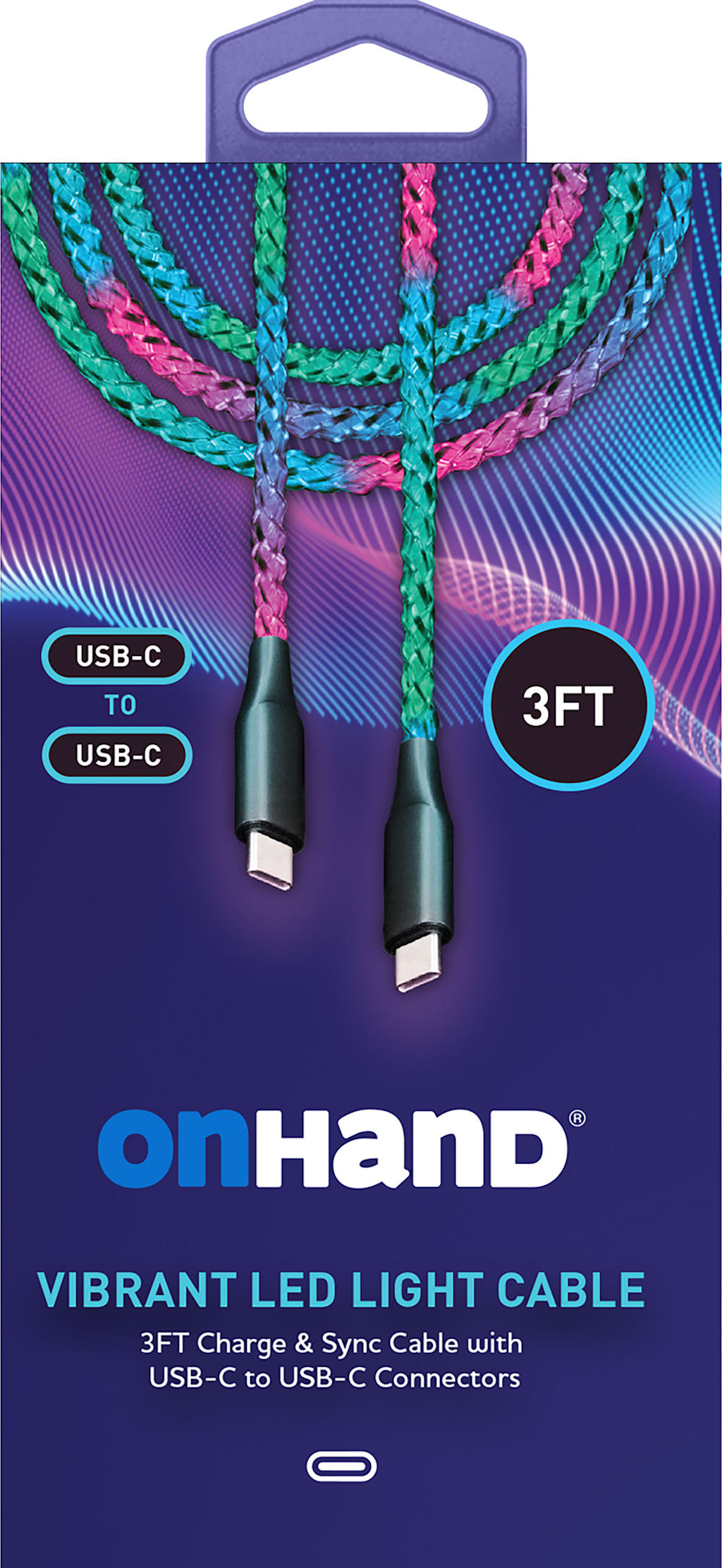 OnHand Vibrant LED Light Charge & Sync Cable, - ONLINE ONLY