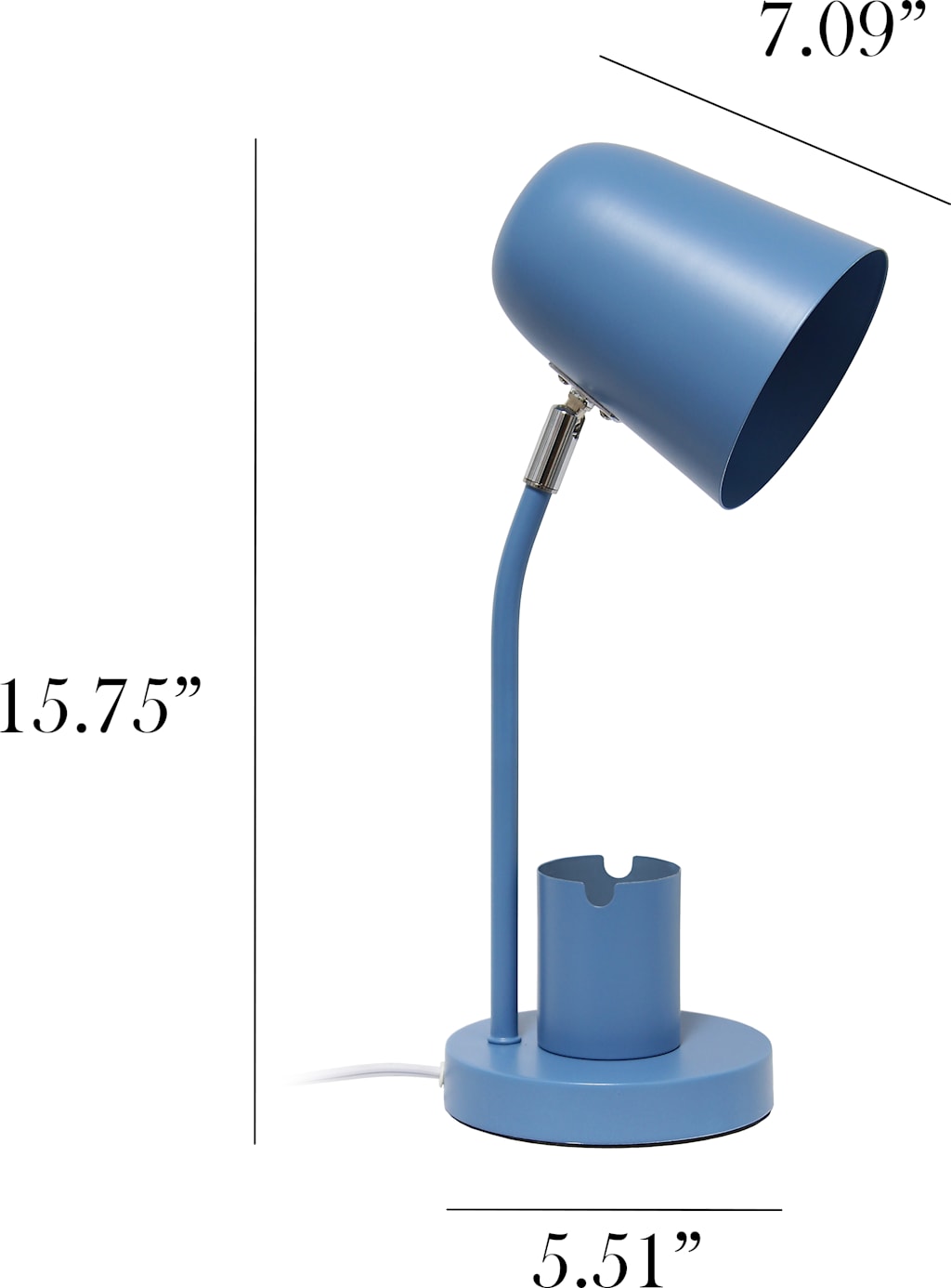 Simple Designs 15.75" Sleek Essentials Metal Table Desk Lamp with Compartment, for Office
