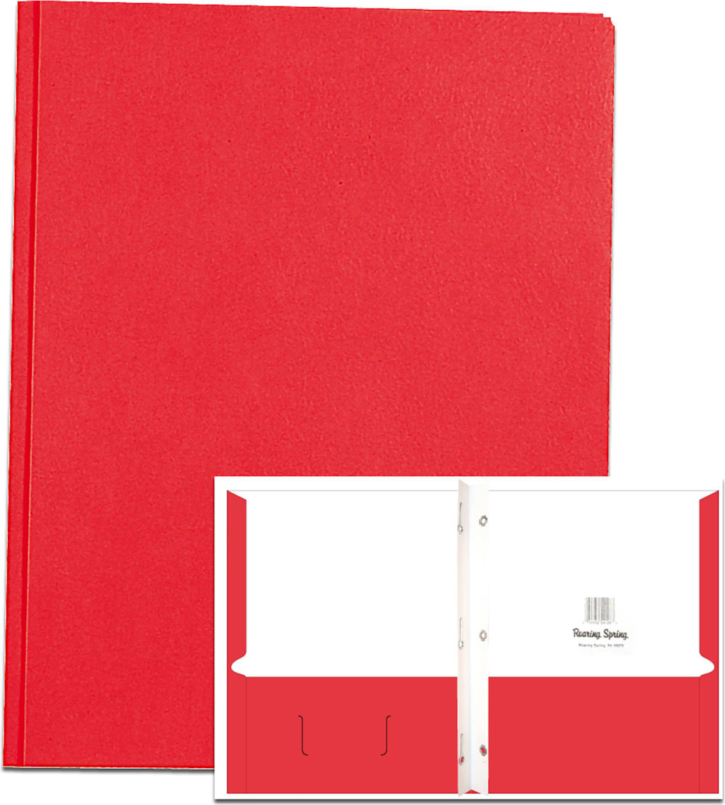 PORTFOLIO 2 POCKET 3PRONG RED