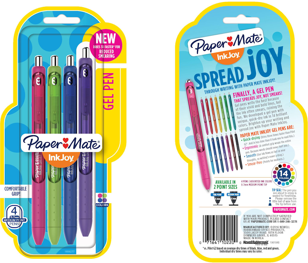 GEL PM INKJOY .7MM 4CD FASHION