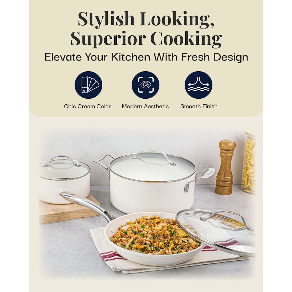 12pc Cream Cookware Set