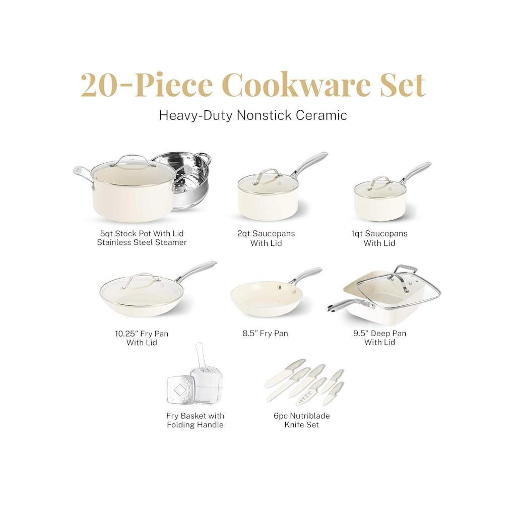 20pc Cream Cookware Set