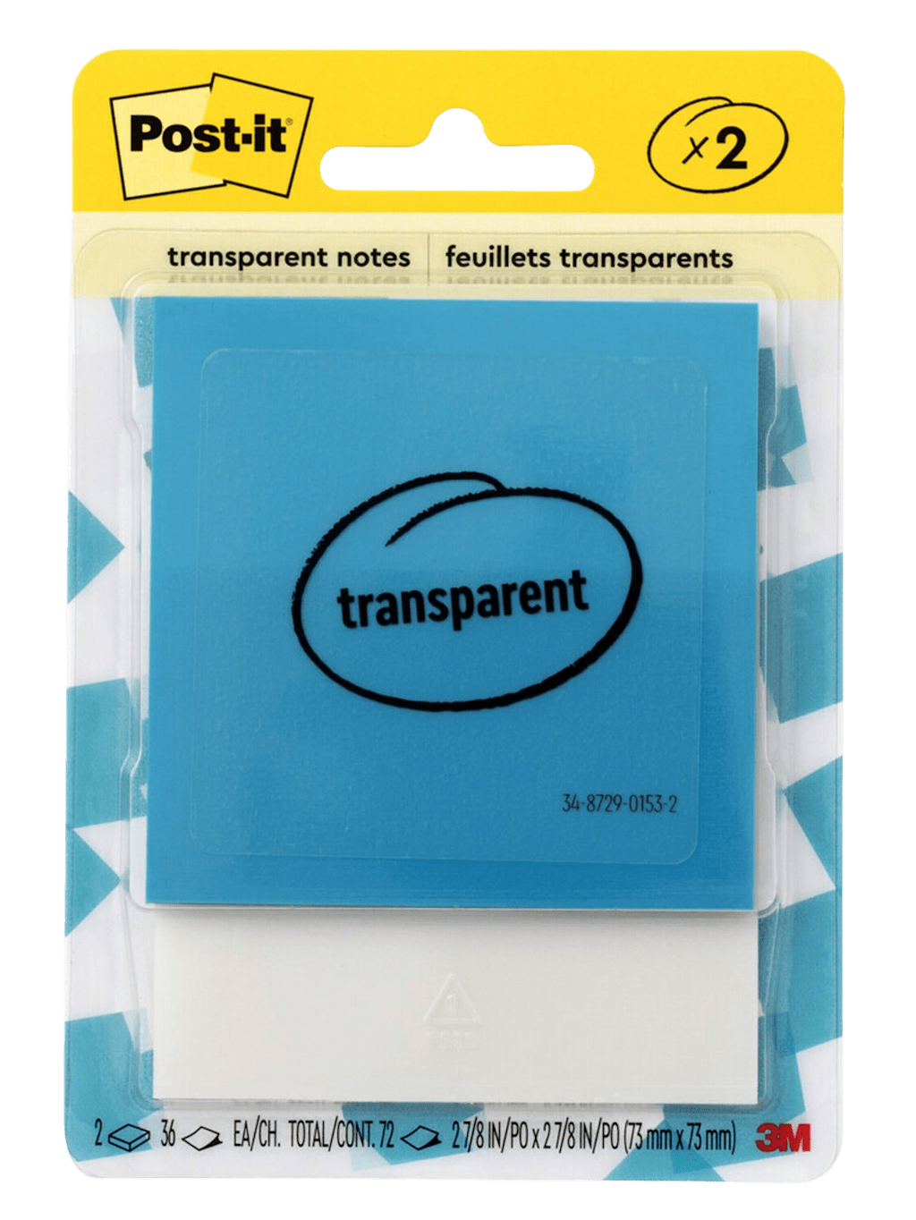 Post-It Transp Notes CLR/BLU-2