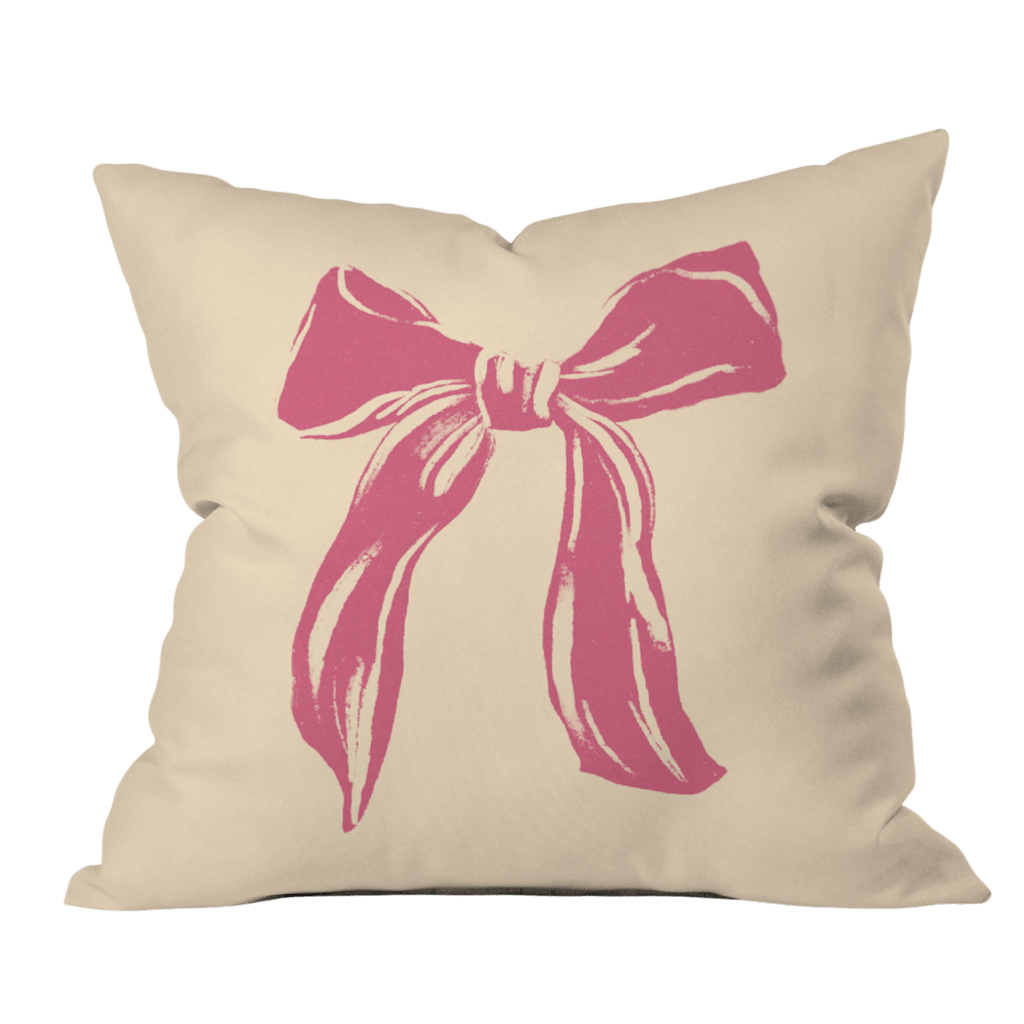 Big Pink Ribbon Throw Pillow
