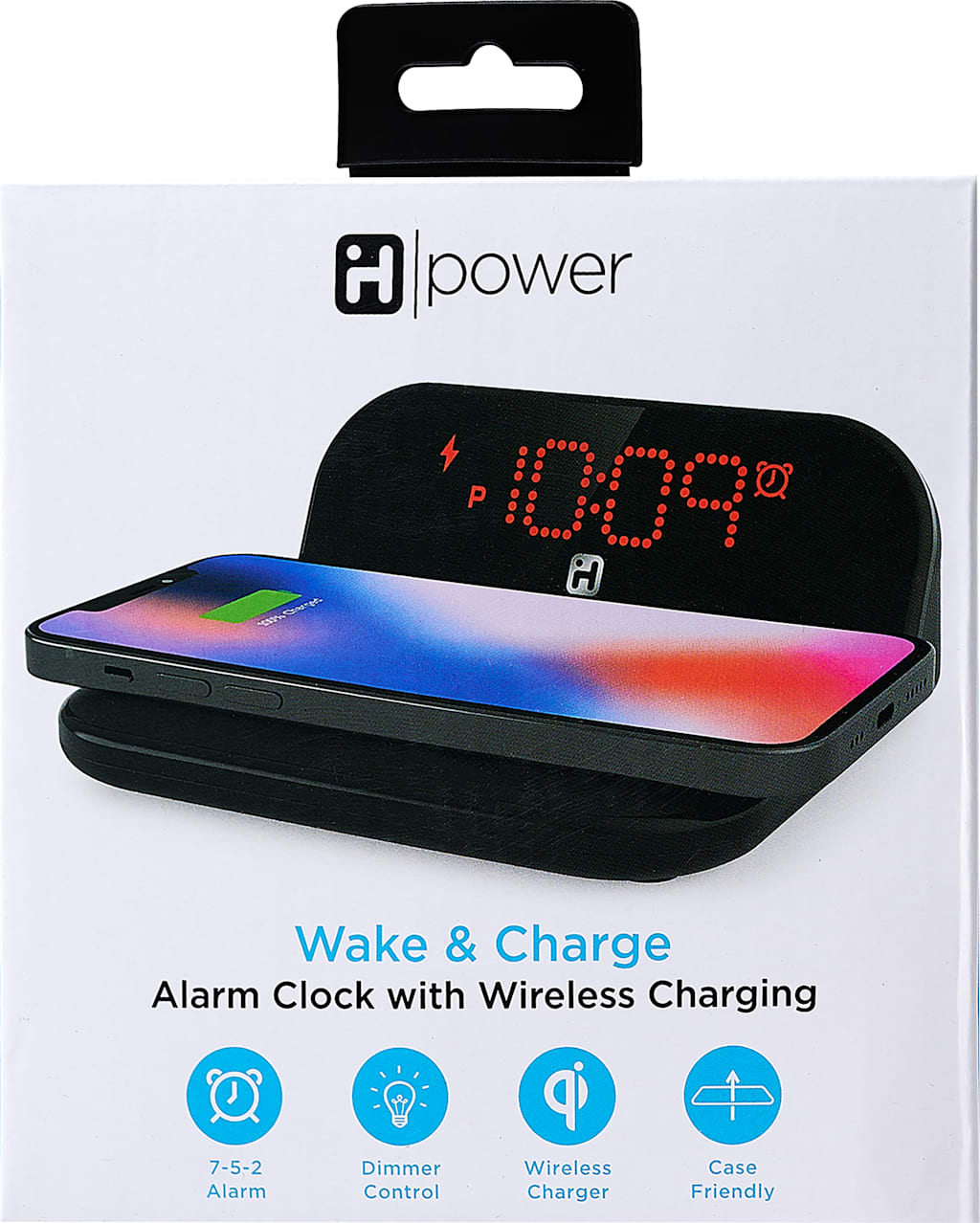 iHome Wireless Charging Digital Alarm Clock, Black