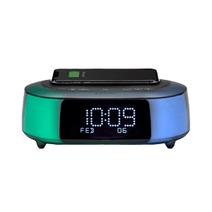 iHome Color Changing Bluetooth Alarm Clock Speaker with Qi Wireless, Speakerphone, and USB Charging - ONLINE ONLY
