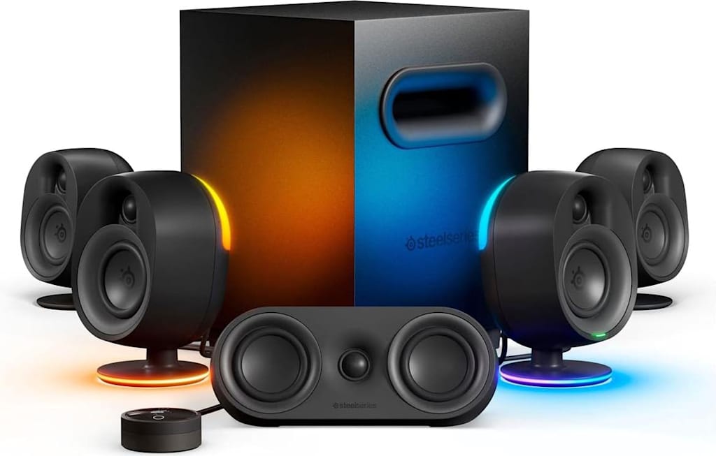 SteelSeries Arena 9 5.1 Bluetooth Gaming Speakers with RGB Lighting - 6 Piece - (Black)