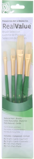 BRUSH SET BRISTLE BRIGHTS & FLATS 4 PACK