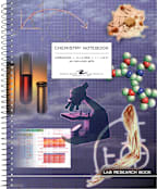 Carbonless Chemistry Lab Notebook Wirebound Spiral 4x4 Graph Ruled 11 IN x 8.5 IN 50 Sets 15# White/Blue Paper Fold-Over Backer Sheet
