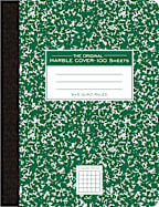 Composition Notebook 5x5 Graph Ruled 100 Sheets 15# White Paper 9.75 IN x 7.75 IN Green Marble Hard Covers