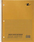 5x5 Graph Ruled 11x8.5 Inch Spiral Lab Notebook with Brown Kraft Cover and 80 Sheets of Green Paper
