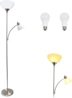 Simple Designs 71.5" Traditional Floor Lamp with Adjustable Reading Light, LED Bulbs Included