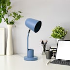 Simple Designs 15.75" Sleek Essentials Metal Table Desk Lamp with Compartment, for Office