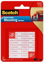 Scotch Removable Mounting Squares 1  x 1  White 16/Pack