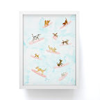 Dogs Surfing Blue Framed Mini