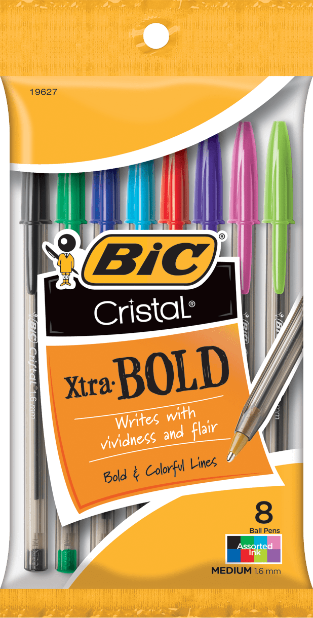 PEN 8PK CRISTAL XTRA BOLD AST