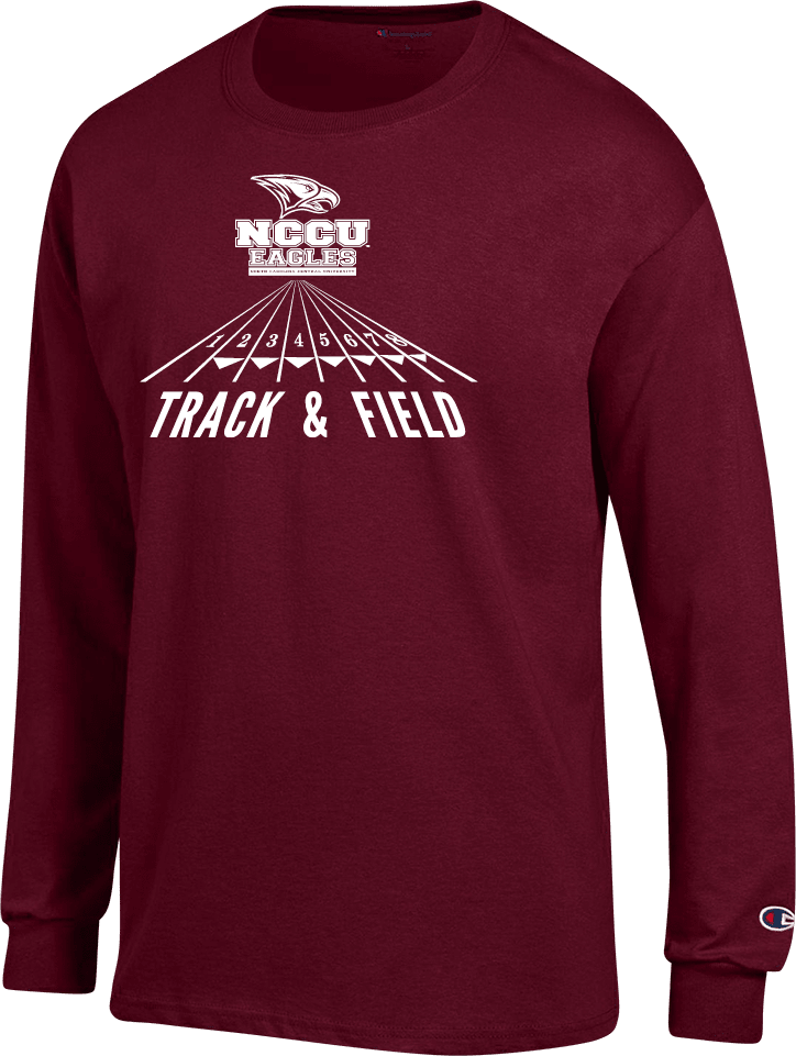 North Carolina Central Champion Long Sleeve T Shirt NCCU Eagles Track and Field POV - ONLINE ONLY