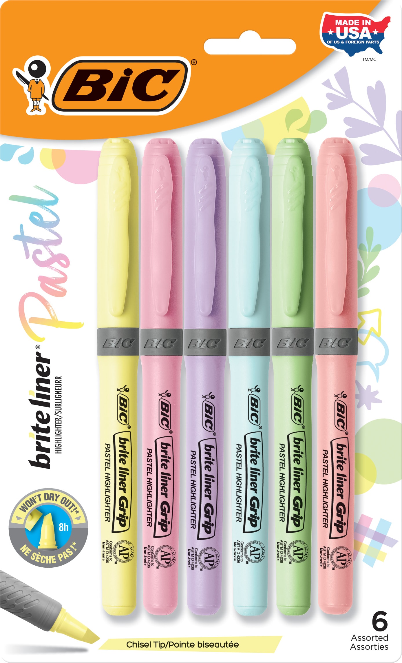 PASTEL HIGHLIGHTERS 6PK ASSTD