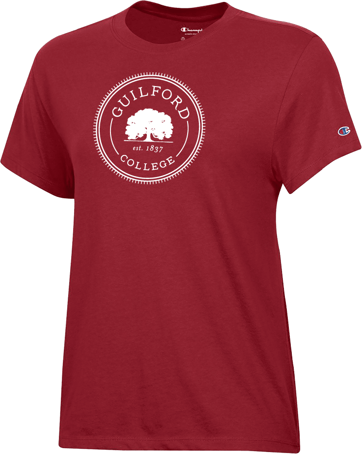 Guilford College Champion Womens Core Short Sleeve Tee Guilford College Mini Emblem - ONLINE ONLY
