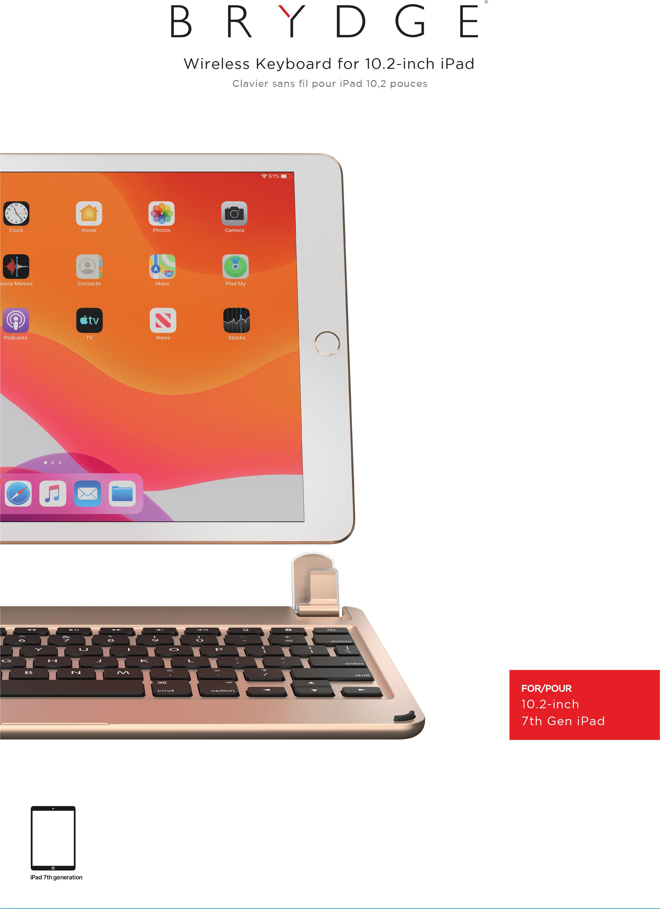 Brydge iPad 10.2 Keyboard, Gold - ONLINE ONLY
