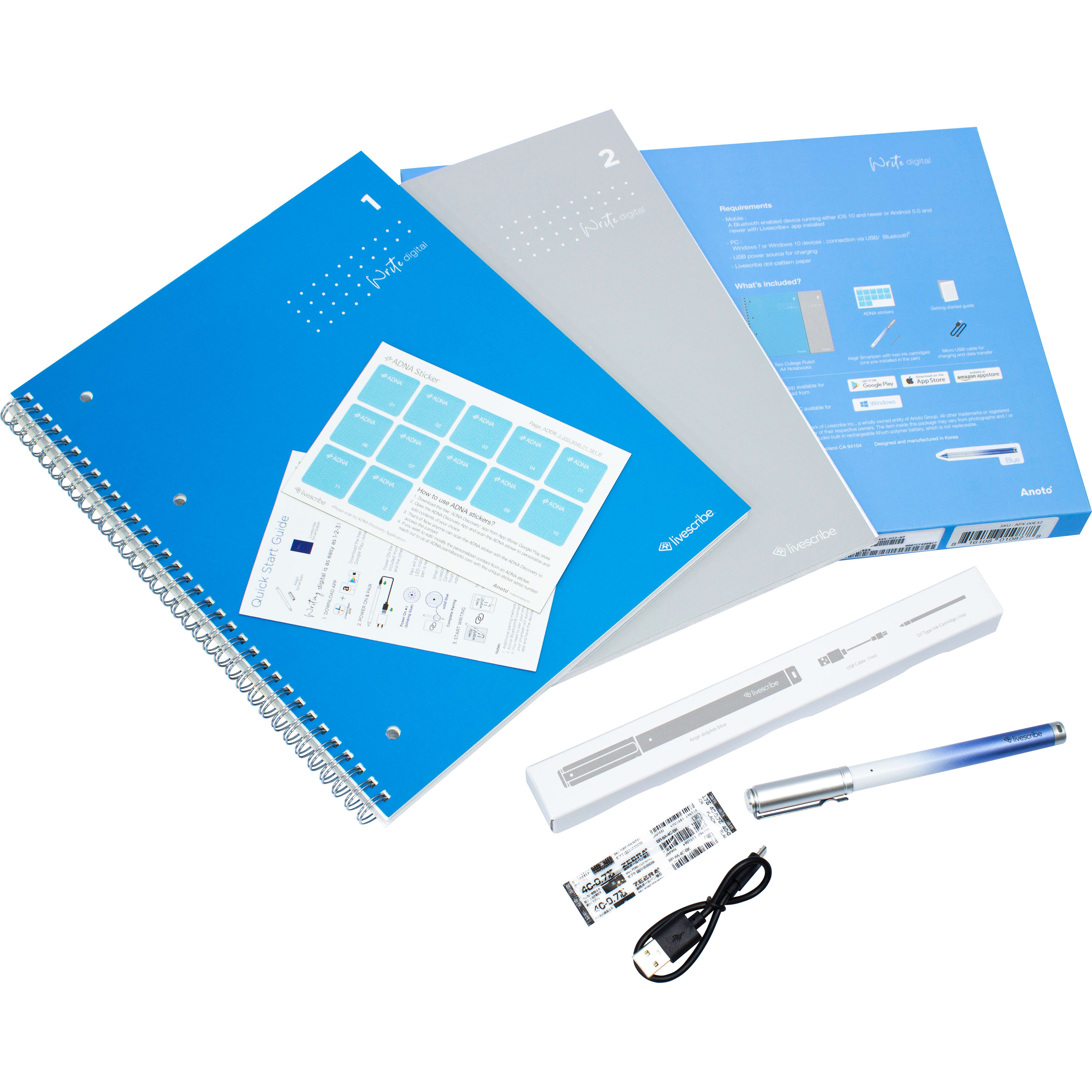 Livescribe Aegir Blue Dolphin Smart Pen Bundle Education Edition - ONLINE ONLY