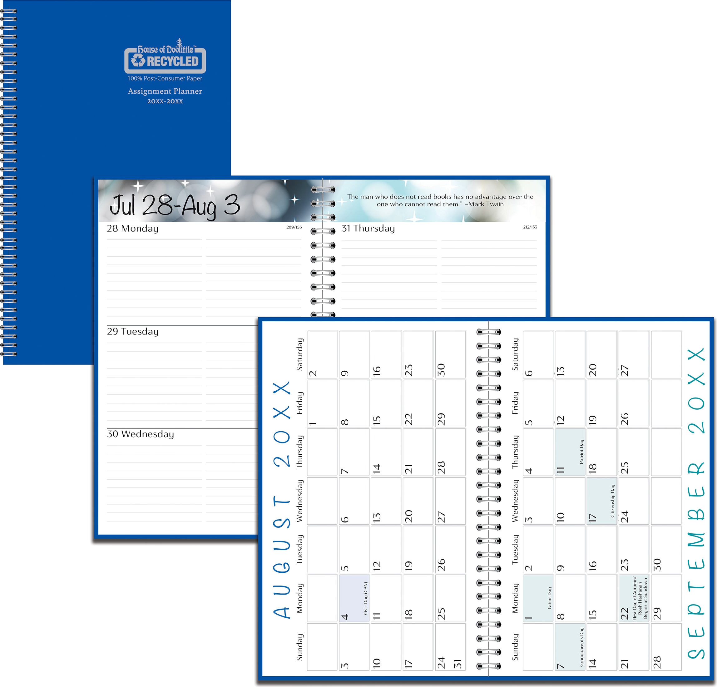Academic Year 2025/2026 Student Assignment Planner Blue Vibrant Vinyl Cover 5X8