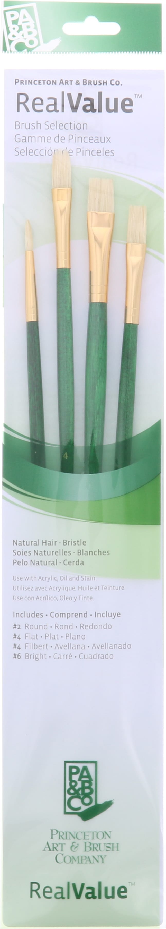 BRUSH SET BRISTLE BRIGHTS, FLATS & FILBERT 4 PACK