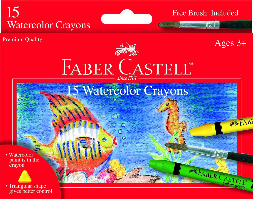 WATERCOLOR CRAYONS 15-COLOR WITH BRUSH