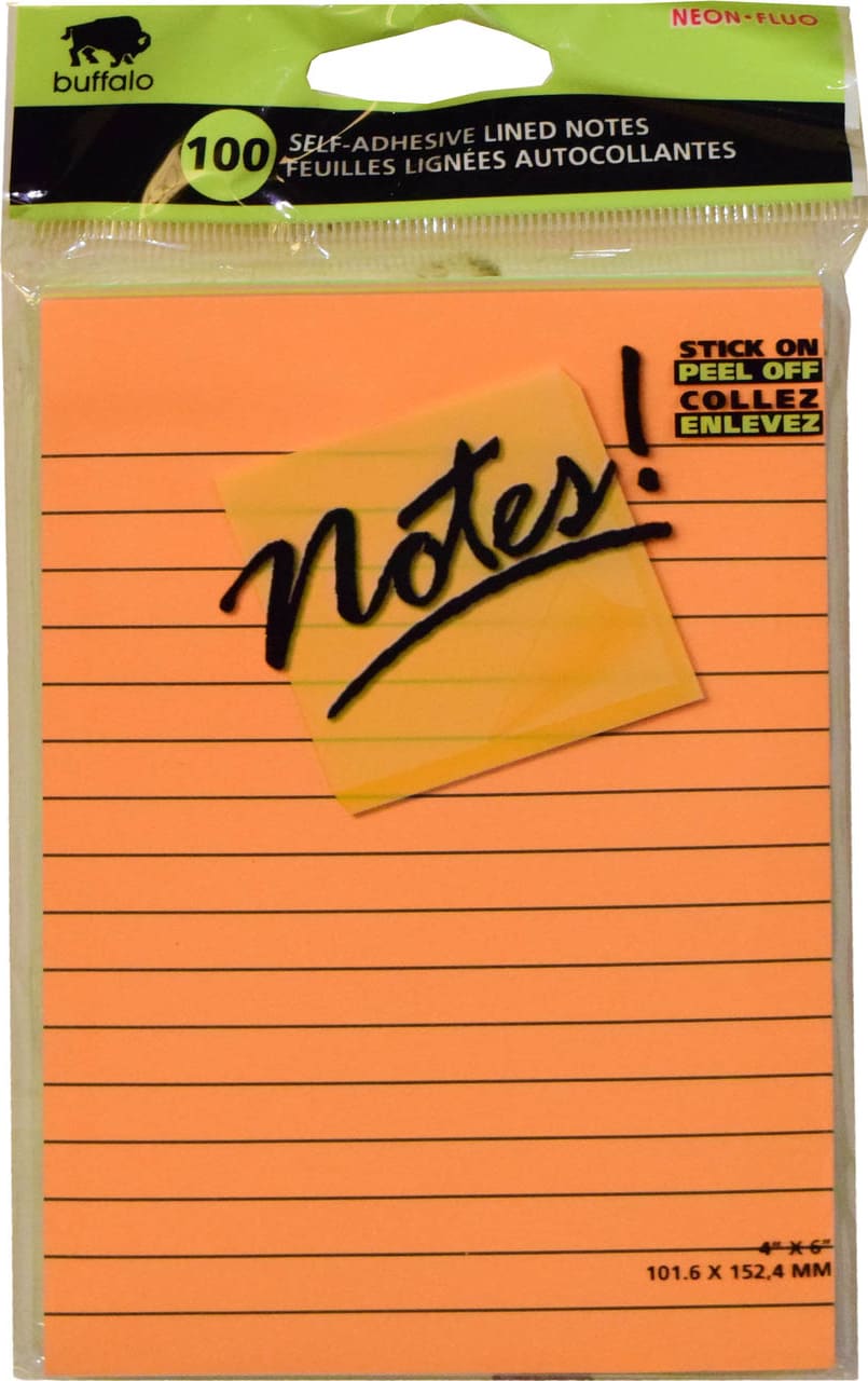 ADHESIVE NOTES 4x6 NEON 100