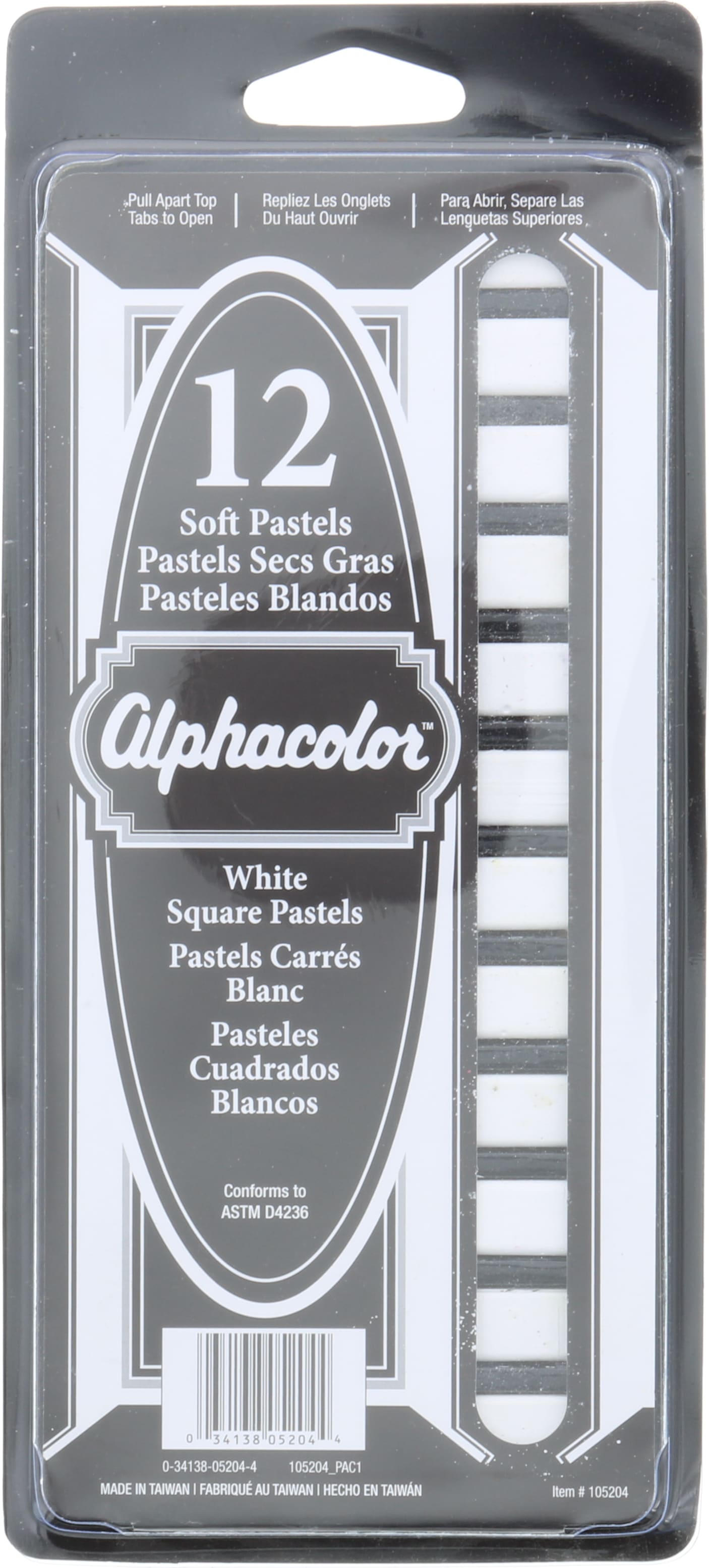 ALPHACOLOR PASTELS 12 STICK PACK WHITE
