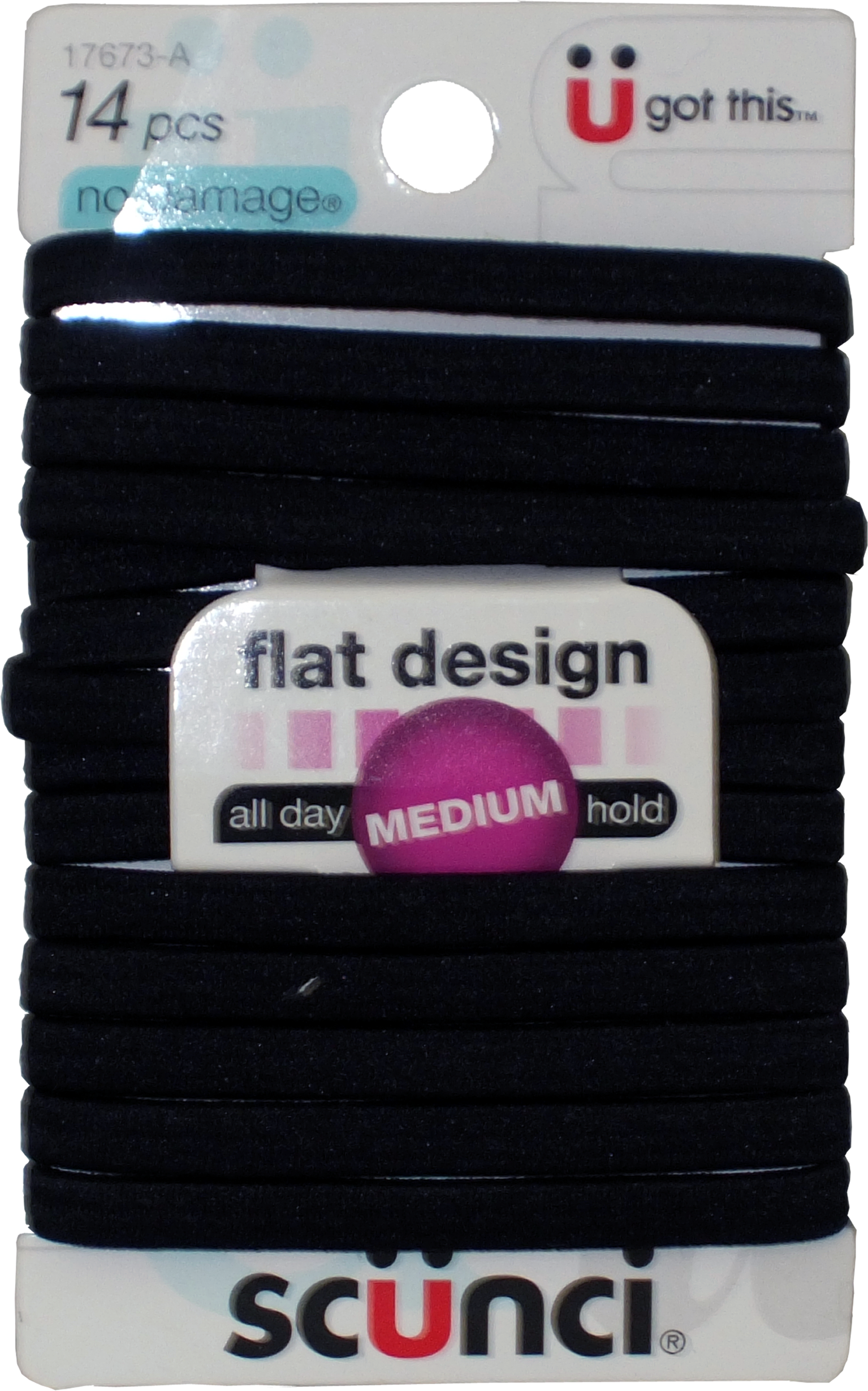 Scunci 14ct Flat Black Elastic Hair Bands