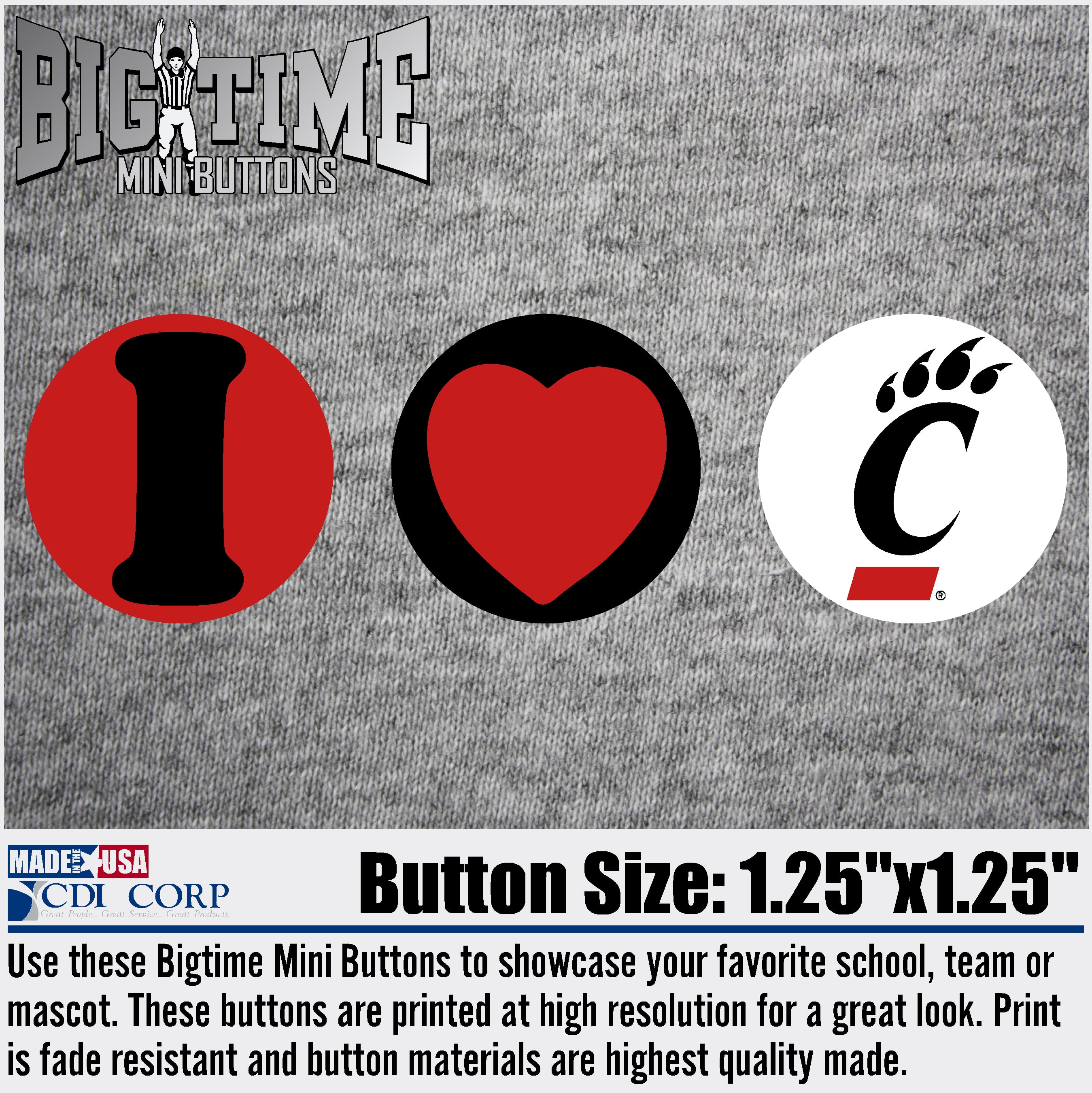 University of Cincinnati I Heart 3-Pack Mini Button