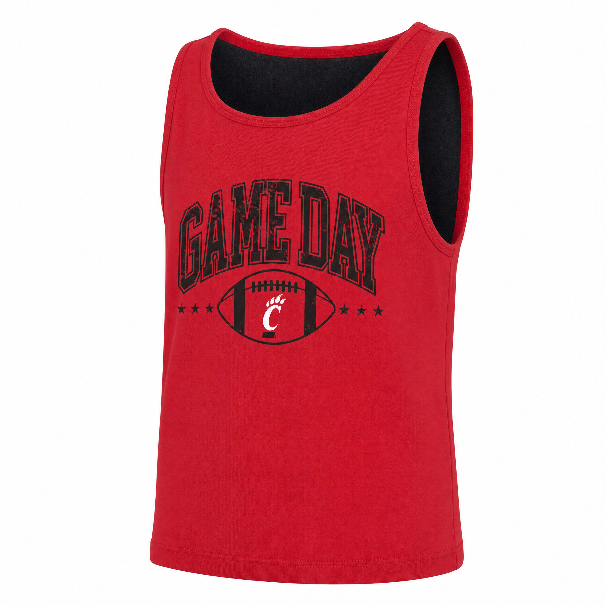 University of Cincinnati Game Day Football Youth Girl's Cropped Sleeveless Shirt