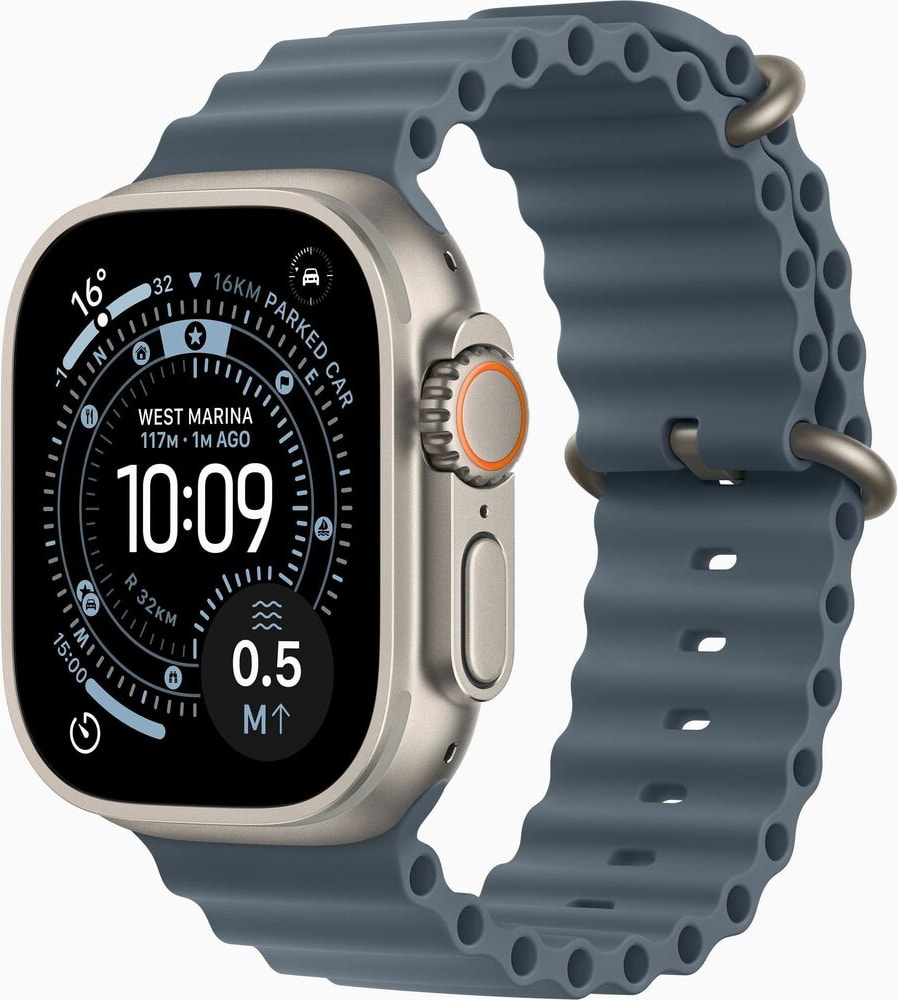 Apple Watch Ultra 3 GPS + Cellular 49mm Natural Titanium Case with Anchor Blue Ocean Band