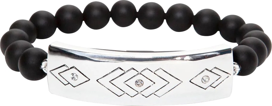 Flare Matte Black Beaded Safety Bracelet, Silver - XS/S - ONLINE ONLY