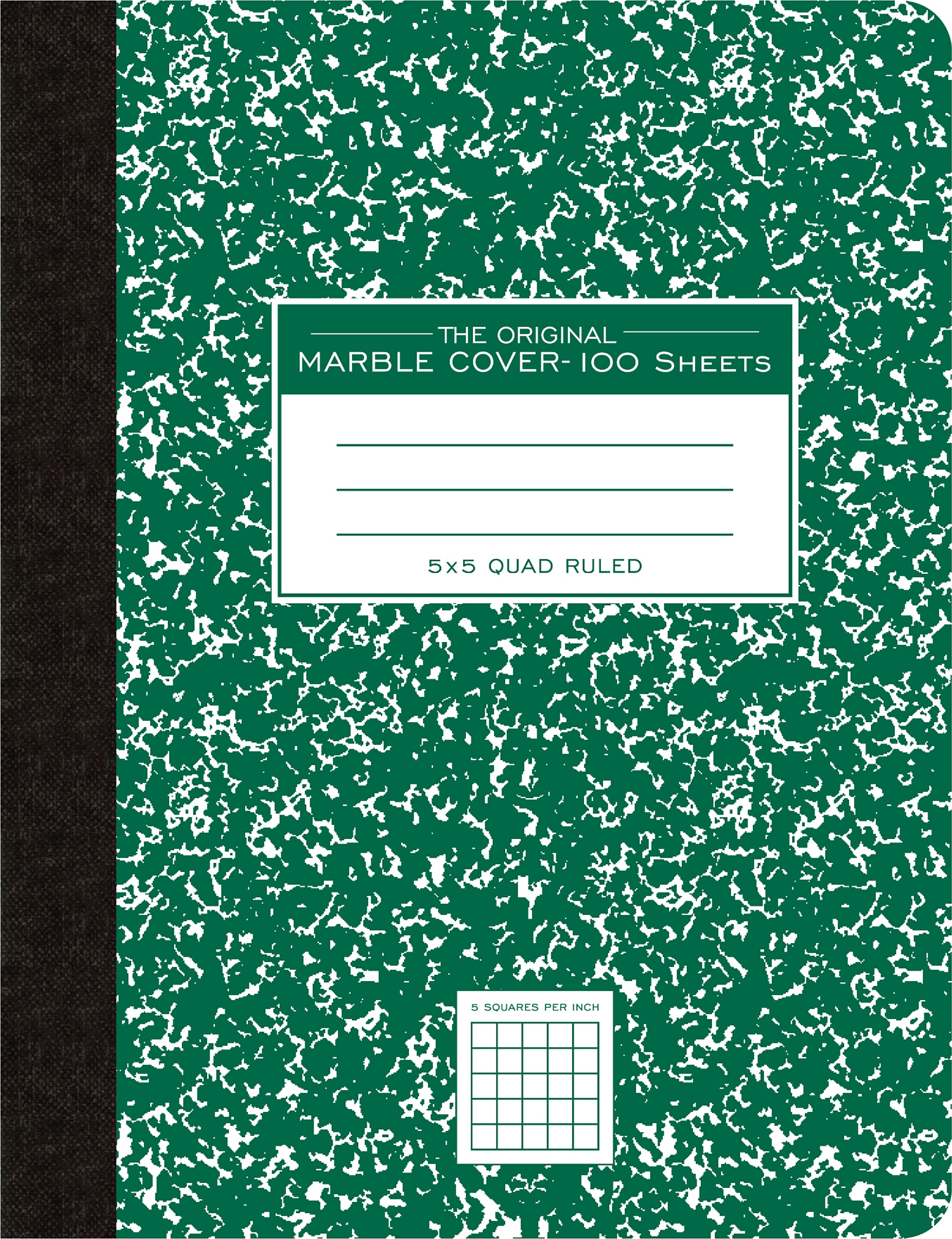 Composition Notebook 5x5 Graph Ruled 100 Sheets 15# White Paper 9.75 IN x 7.75 IN Green Marble Hard Covers