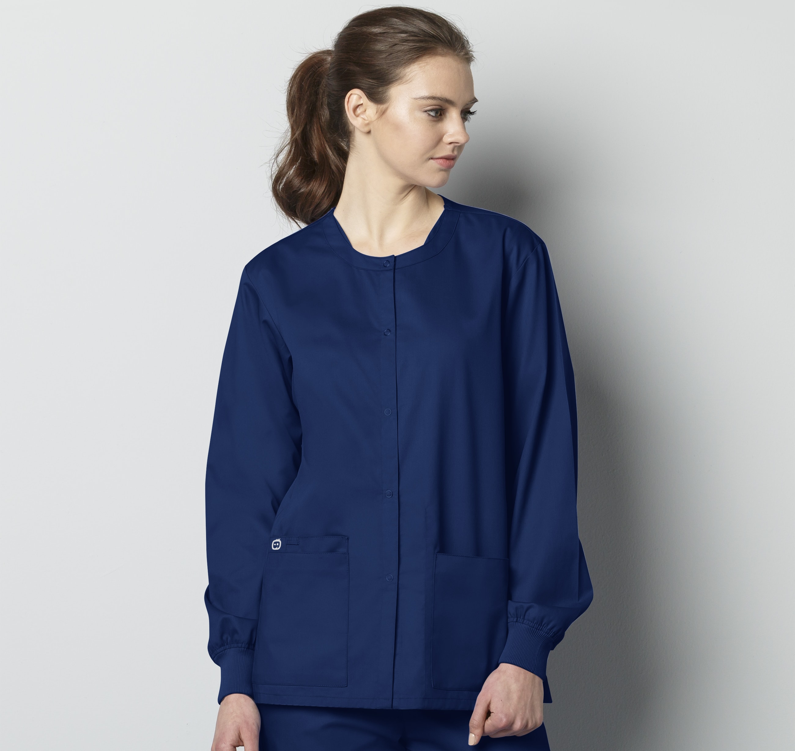 Unisex Snap Front Scrub Jacket - Navy /X-Large