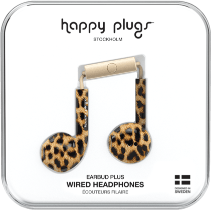 Happy Plugs Earbuds Plus, Leopard - ONLINE ONLY