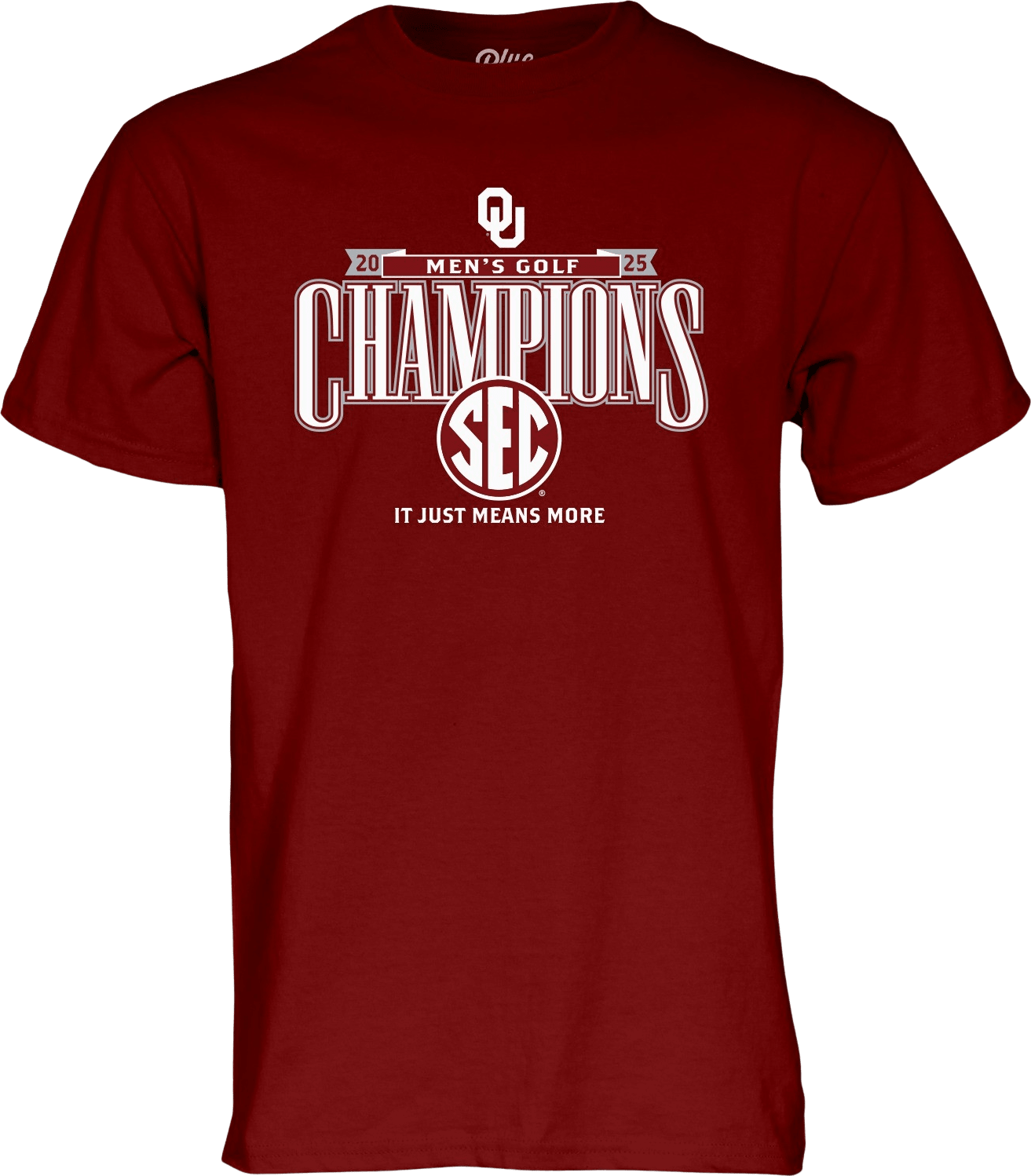 University of Oklahoma Men's Golf 2025 SEC Tournament Champions Locker Room Short Sleeve T-Shirt