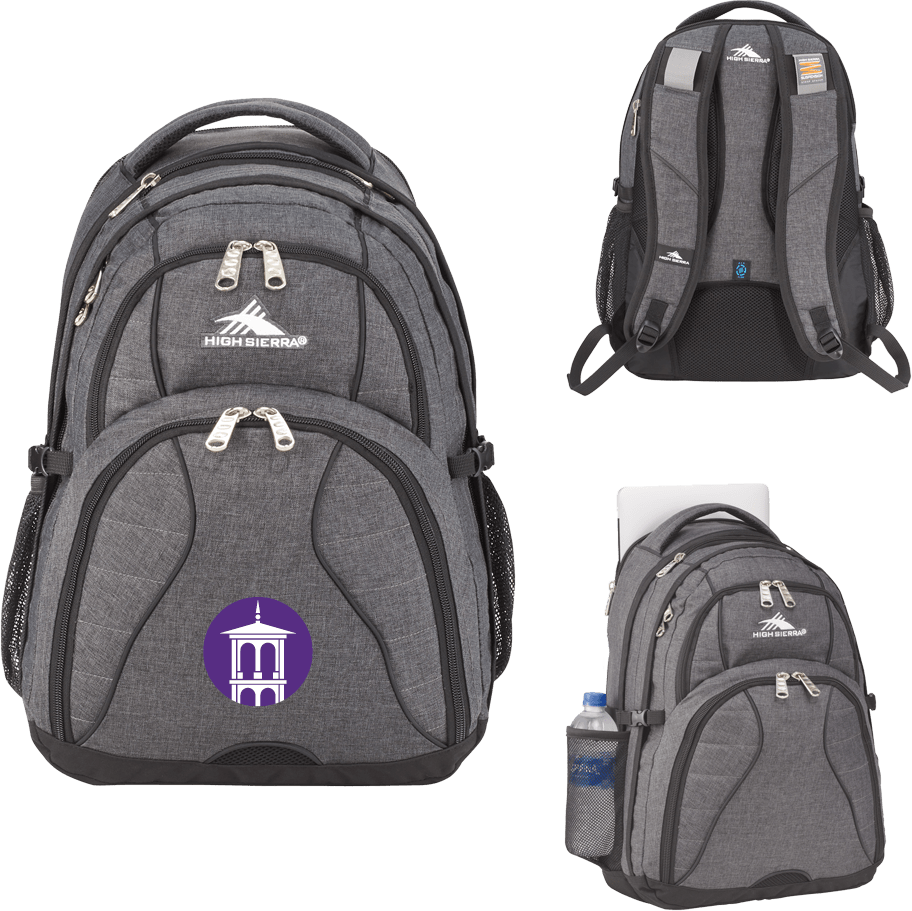 Furman High Sierra Swerve Computer Backpack Furman University Bell Tower Icon - ONLINE ONLY