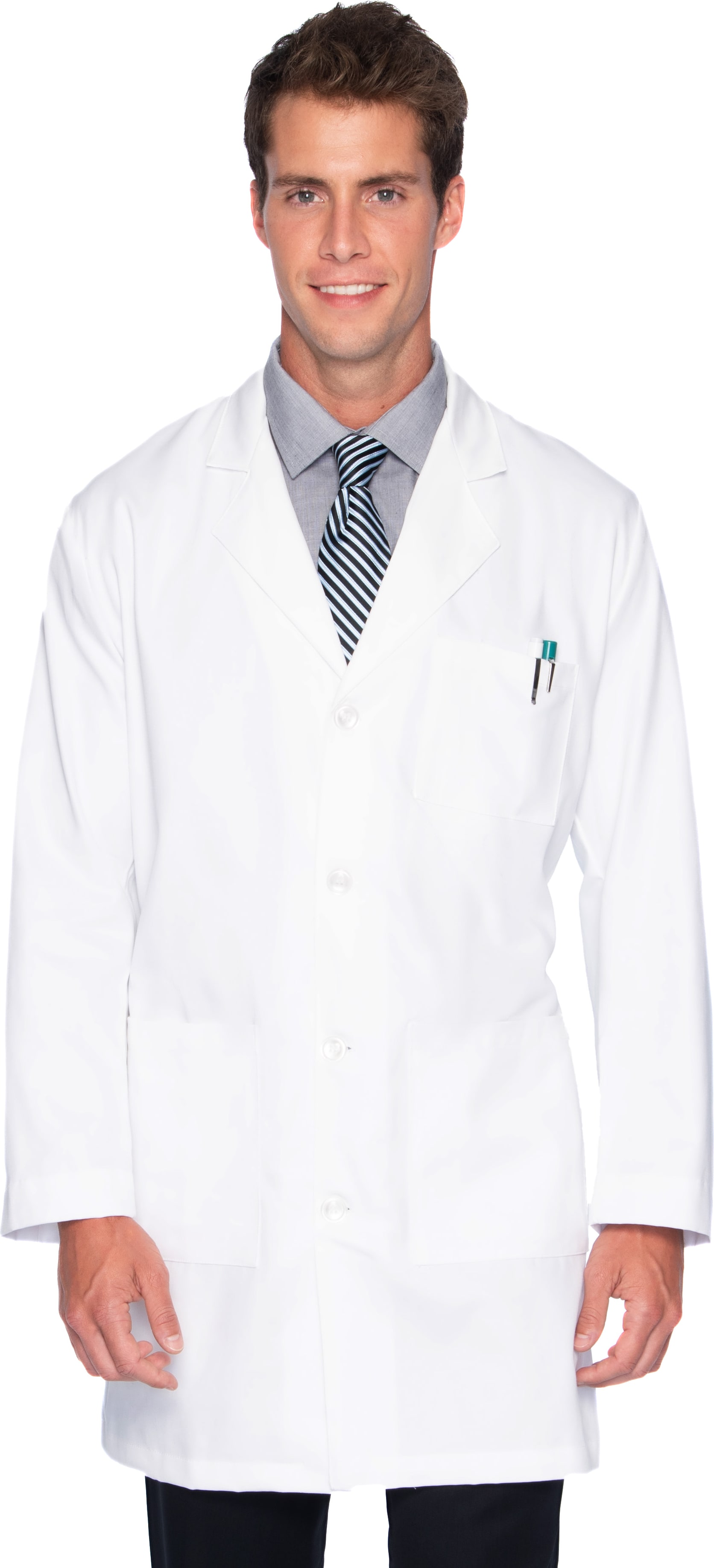 Men's 5-Pocket Full Length Lab Coat White Size 56