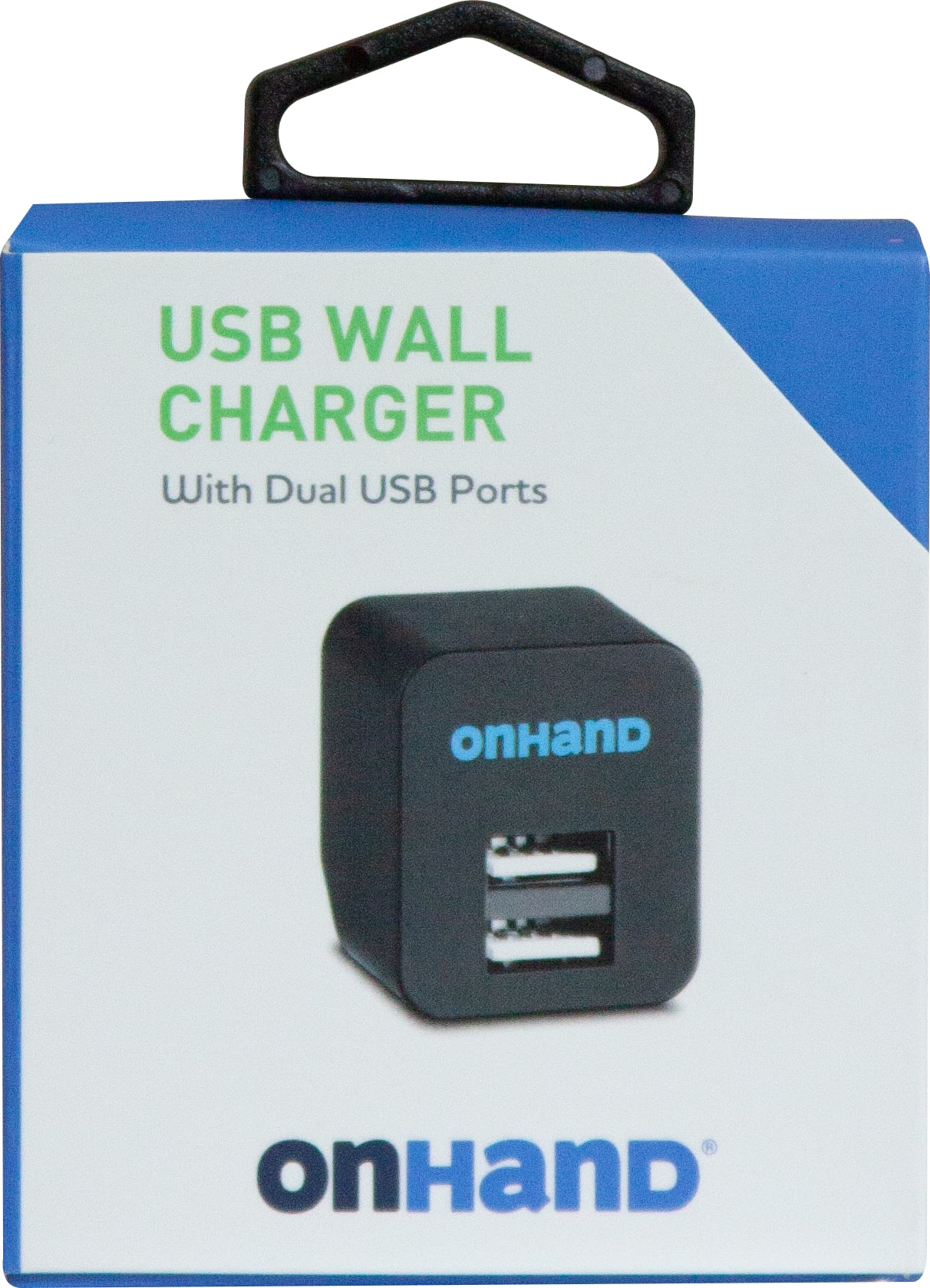 ON HAND 3.1AMP WALL CHARGER 2 PORT USB-A, BLACK - ONLINE ONLY