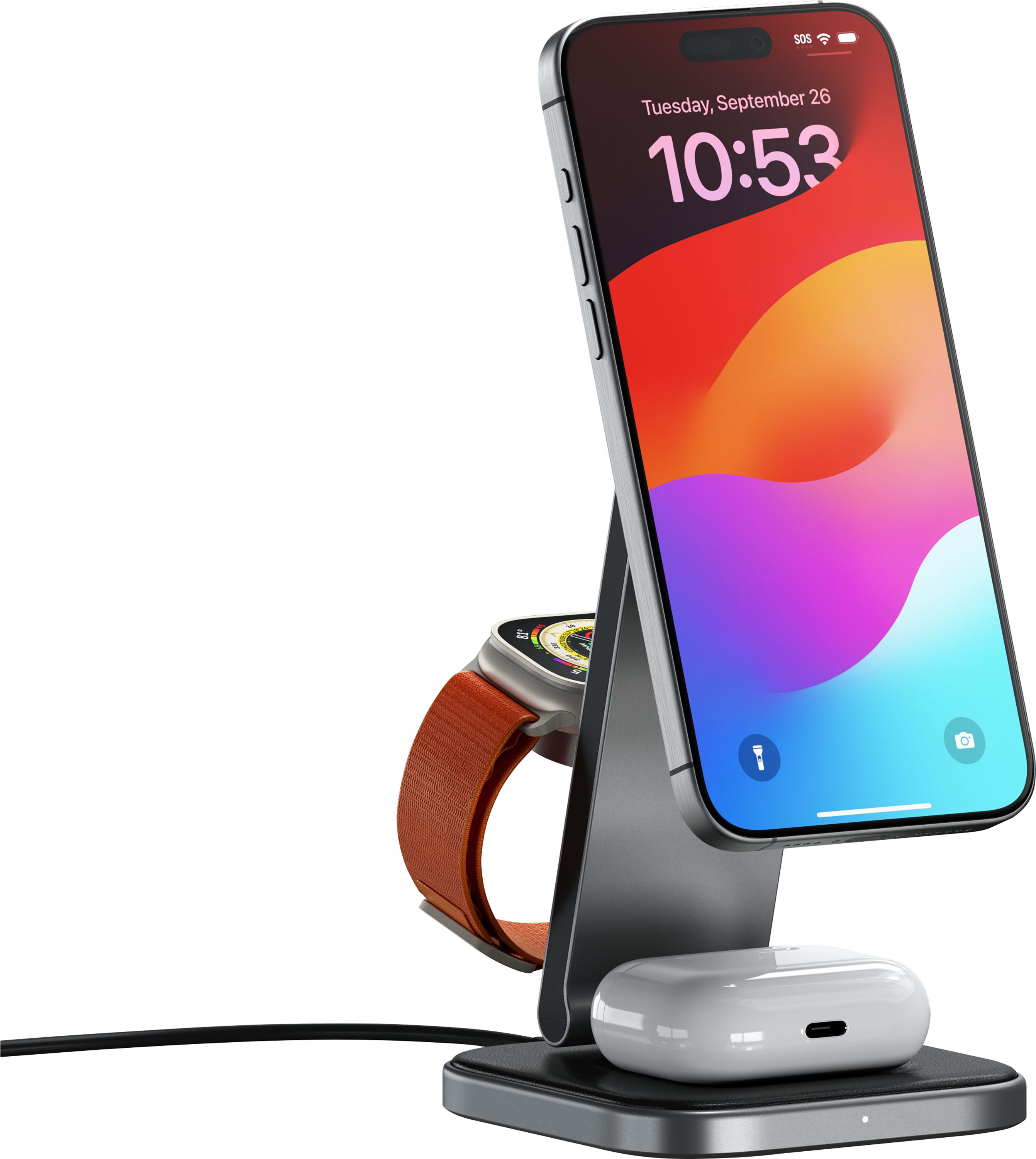 Satechi 3-in-1 Foldable Qi2 Wireless Charging Stand, Space Grey