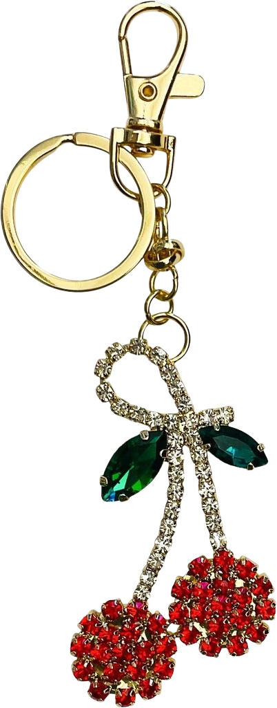 BAG CHARM PAVE CHERRIES  GOLD