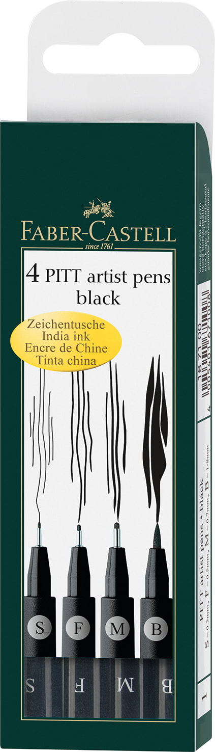 Pitt Artists 4 Pack Pen Set-in Black Pouch